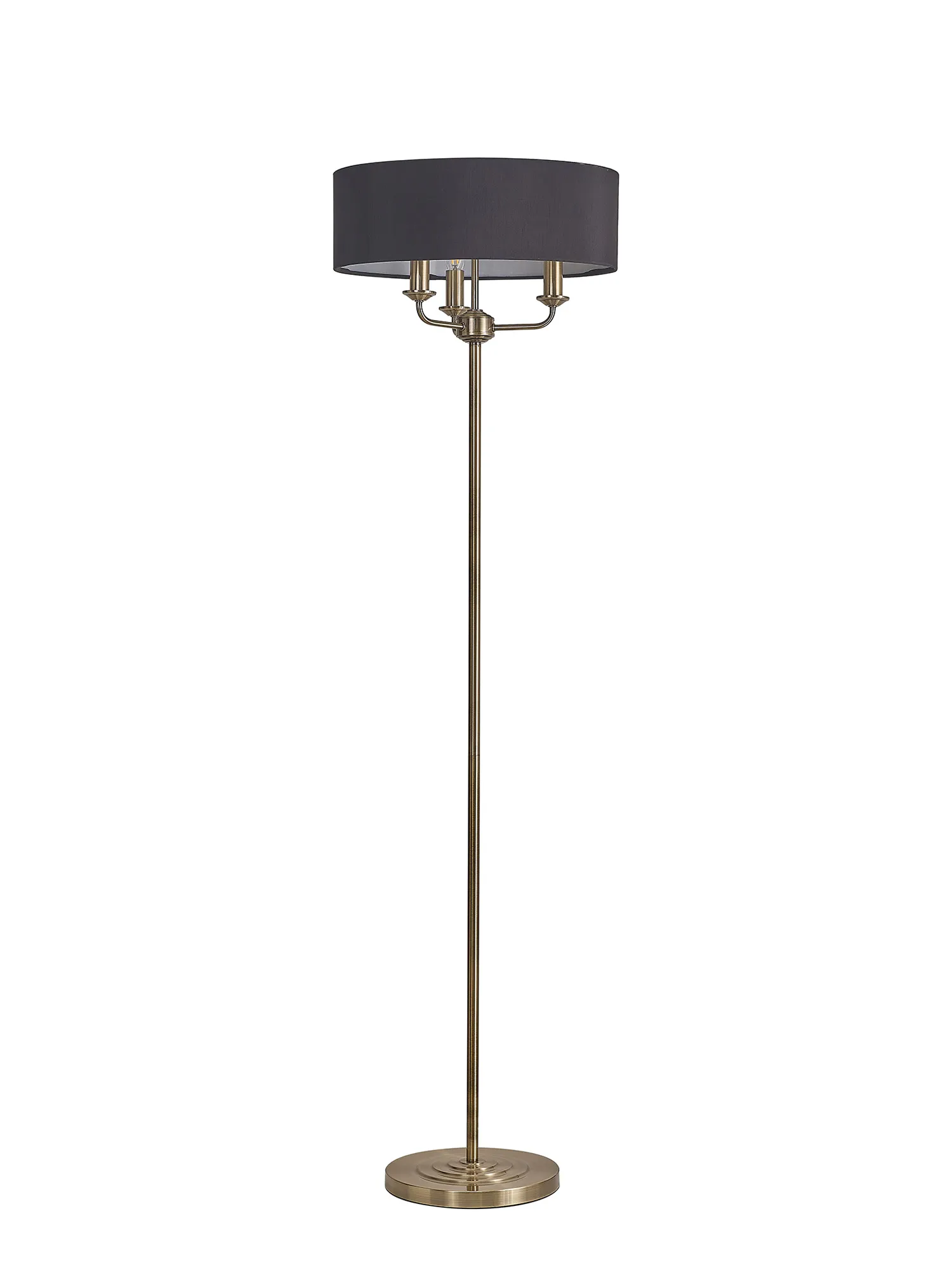 Banyan 45cm 3 Light Floor Lamp Antique Brass, Black DK0903  Deco Banyan AB BL